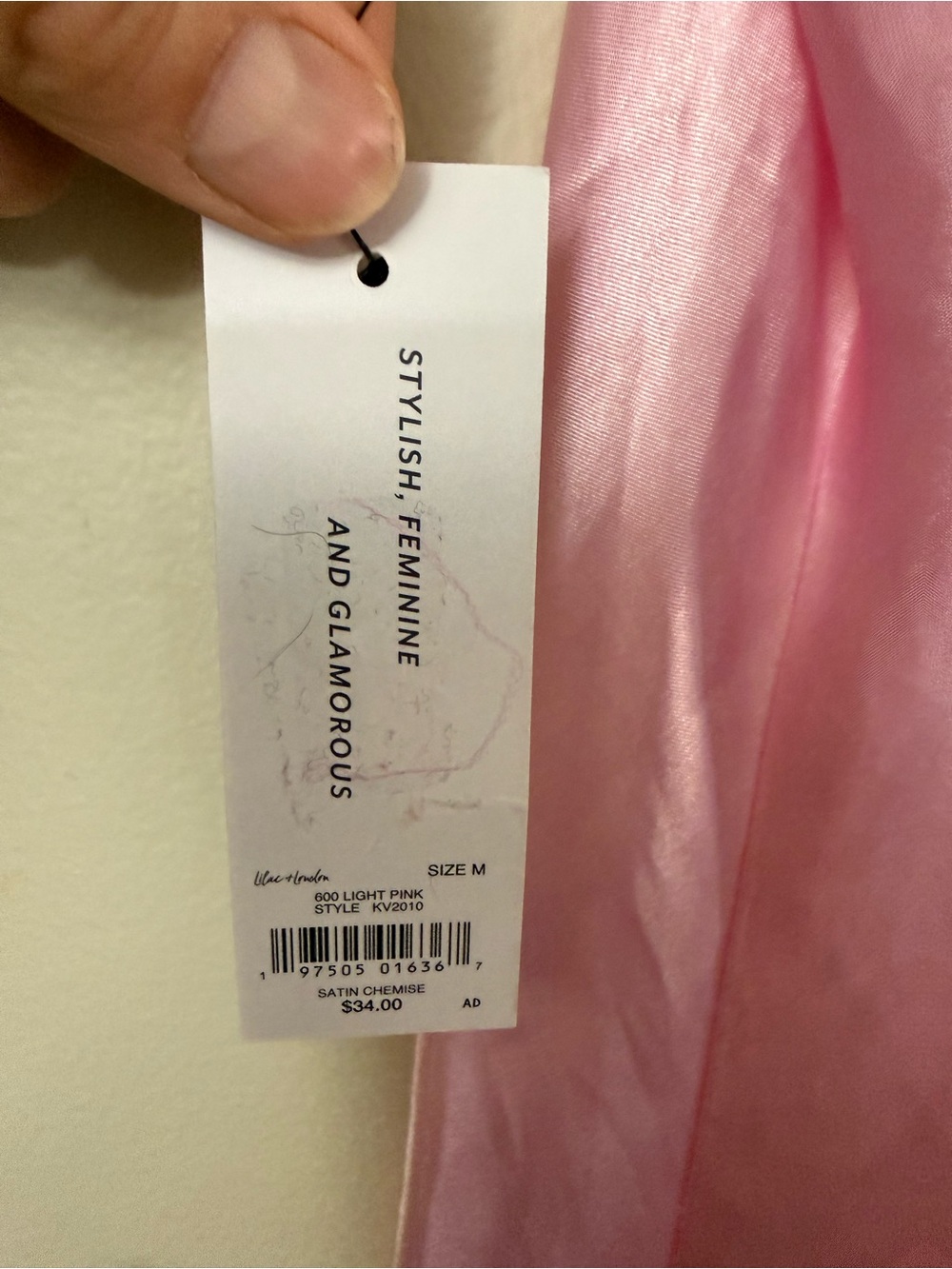 Pink Satin Slip Chemise with Fuchsia Lace Trim - Picture 9 of 9